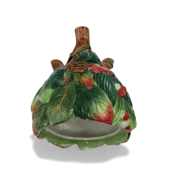 FITZ and FLOYD Classics Christmas Lodge Sugar Bowl Pinecone and Leaf Design - Picture 10 of 10